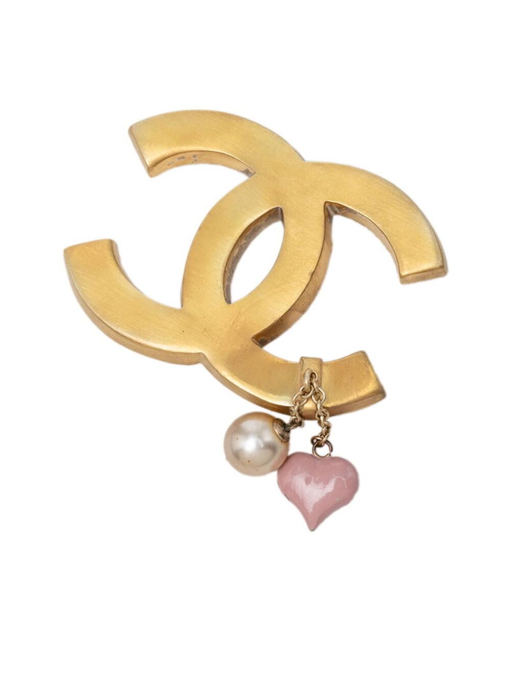 Chanel Cc Logo Heart Brooch Metal #357861C65B